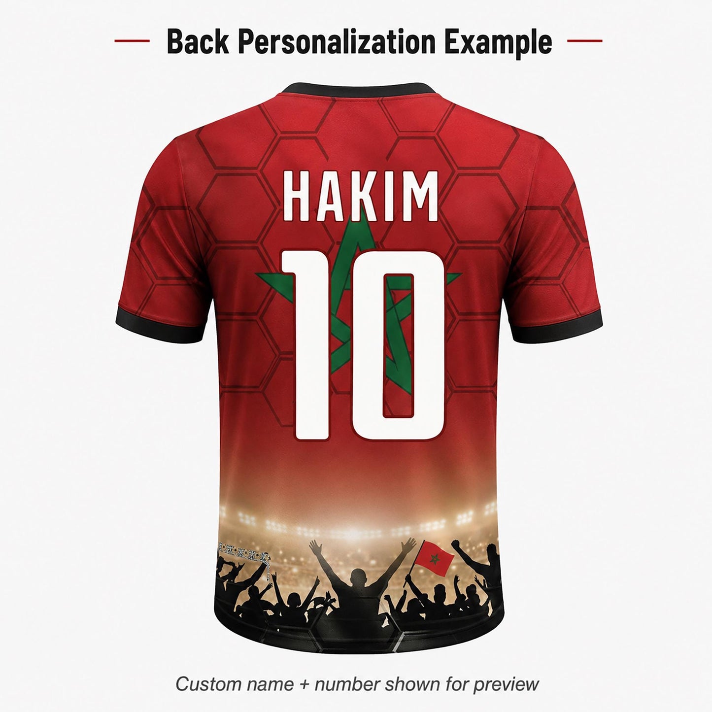 Custom Morocco Soccer Jersey 2026 World Cup, Personalized Name Number Shirt, Unisex Fan Apparel Gift | CD90