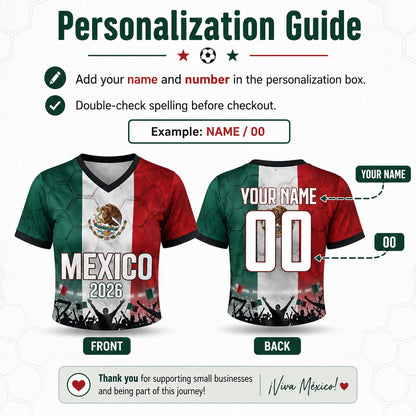 Custom Mexico Crop Top Soccer Jersey 2026, Personalized Name Number World Cup Shirt for Women, Game Day Fan Gift | GA58