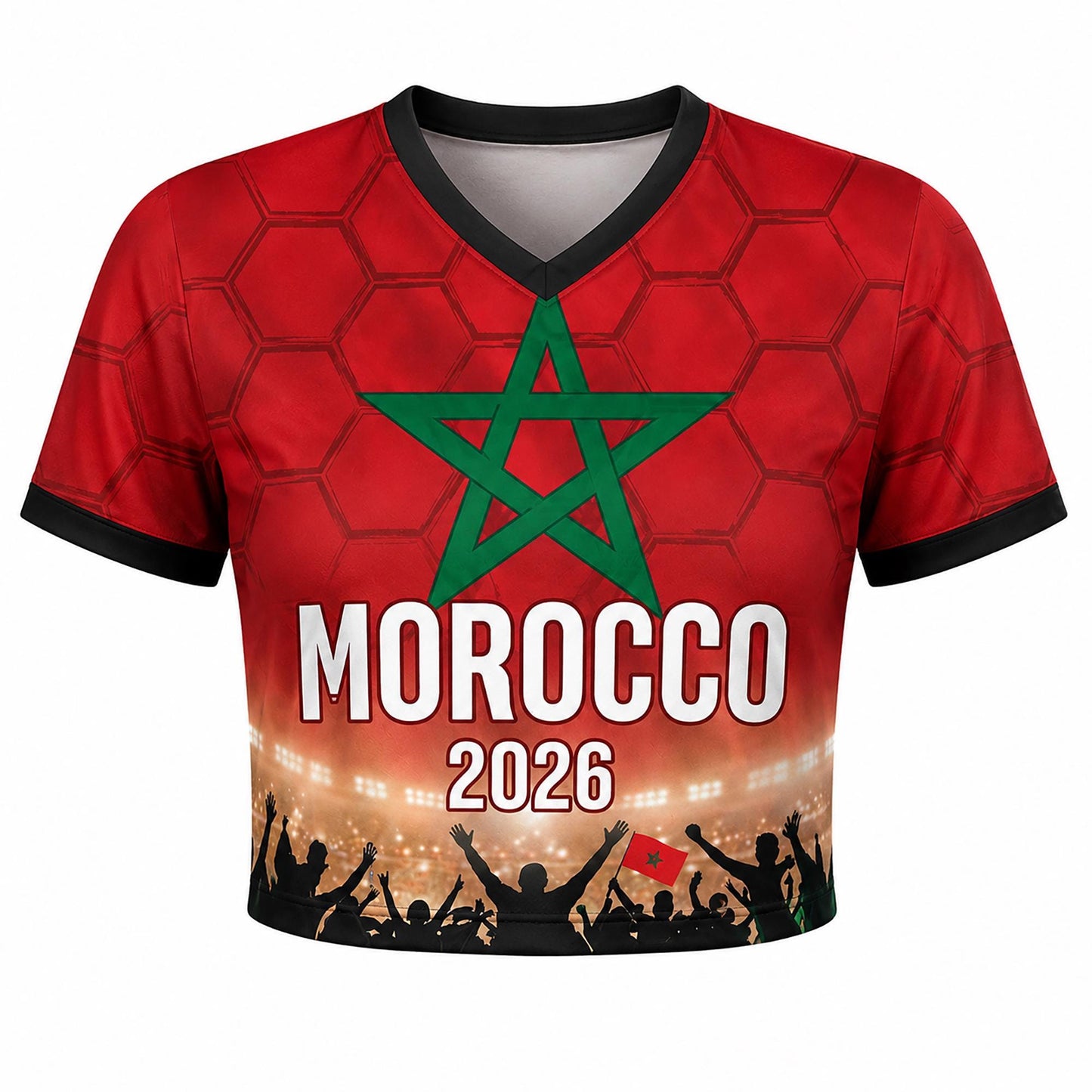 Custom Morocco Crop Top Soccer Jersey 2026, Personalized Name Number World Cup Shirt for Women, Game Day Fan Gift | PC54