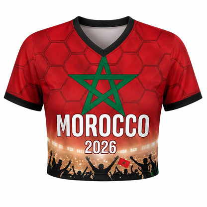 Custom Morocco Crop Top Soccer Jersey 2026, Personalized Name Number World Cup Shirt for Women, Game Day Fan Gift | PC54