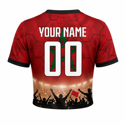 Custom Morocco Crop Top Soccer Jersey 2026, Personalized Name Number World Cup Shirt for Women, Game Day Fan Gift | PC54