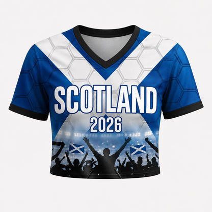 Custom Scotland Crop Top Soccer Jersey 2026, Personalized Name Number World Cup Shirt for Women, Game Day Fan Gift | RY63