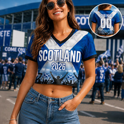 Custom Scotland Crop Top Soccer Jersey 2026, Personalized Name Number World Cup Shirt for Women, Game Day Fan Gift | RY63