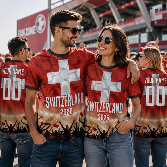 Custom Switzerland Soccer Jersey 2026 World Cup, Personalized Name Number Shirt, Unisex Fan Apparel Gift | MB37