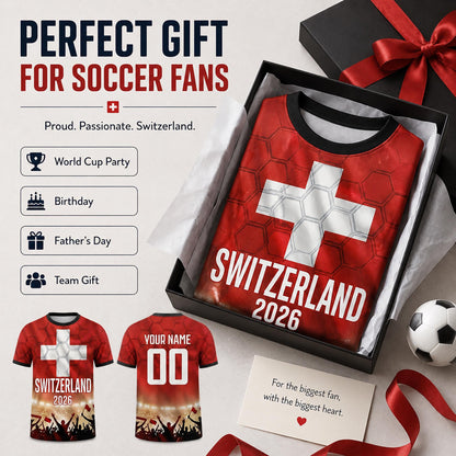 Custom Switzerland Soccer Jersey 2026 World Cup, Personalized Name Number Shirt, Unisex Fan Apparel Gift | MB37