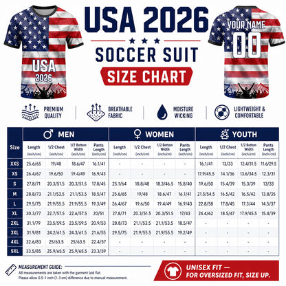 Custom USA Soccer Jersey 2026 World Cup, Personalized Name Number Shirt, Unisex Fan Apparel Gift | DB92