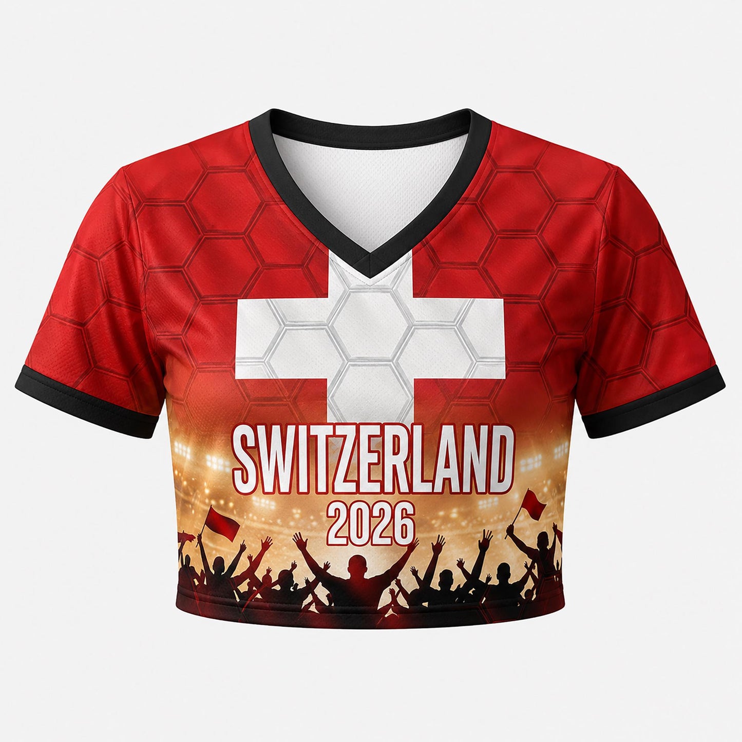 Custom Switzerland Crop Top Soccer Jersey 2026, Personalized Name Number World Cup Shirt for Women, Game Day Fan Gift | DU61