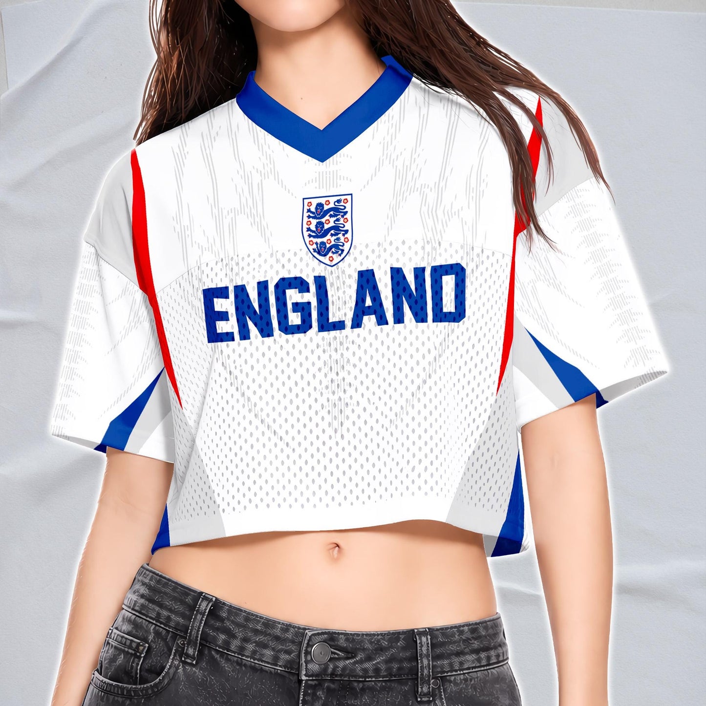 Custom England Soccer Crop Top Jersey, Personalized Name Number Shirt, Football Fan Crop Tee, Bachelorette Party & Festival Outfit | PJ86
