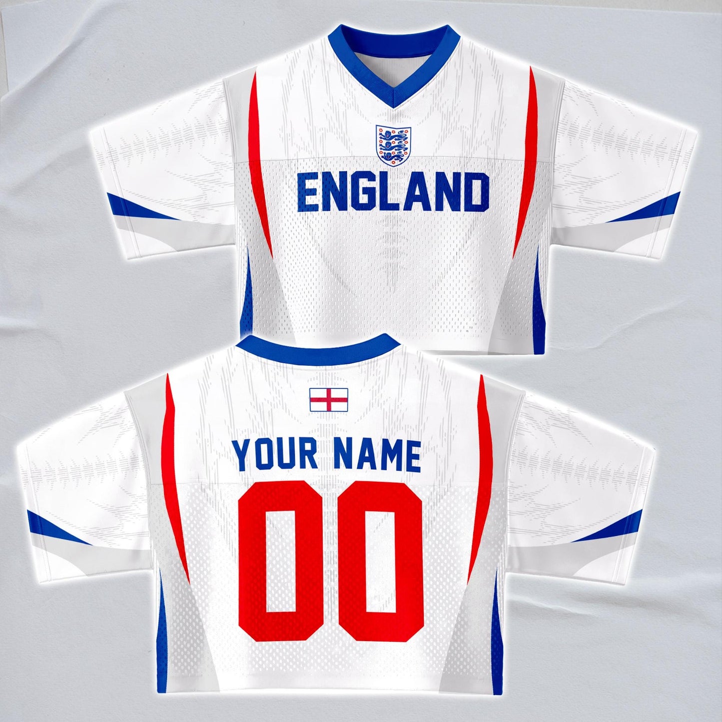 Custom England Soccer Crop Top Jersey, Personalized Name Number Shirt, Football Fan Crop Tee, Bachelorette Party & Festival Outfit | PJ86