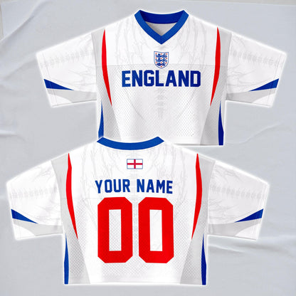 Custom England Soccer Crop Top Jersey, Personalized Name Number Shirt, Football Fan Crop Tee, Bachelorette Party & Festival Outfit | PJ86