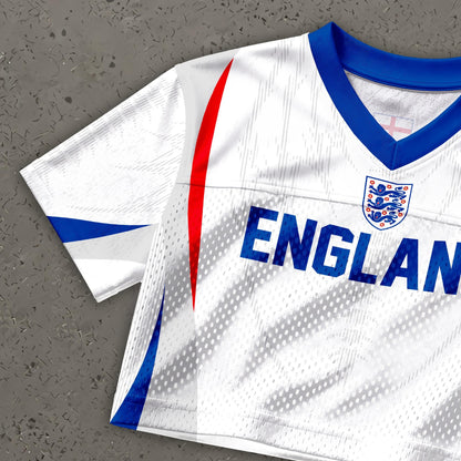 Custom England Soccer Crop Top Jersey, Personalized Name Number Shirt, Football Fan Crop Tee, Bachelorette Party & Festival Outfit | PJ86