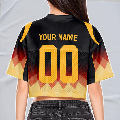 Custom Cheerleading Germany Football Jersey for Women, Personalized Printed Name Number Mesh Crop Top, White Navy Soccer Jersey,German Shirt | YQ86