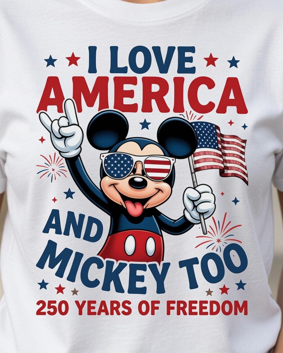 I Love America Mickey Shirt, 250 Years of Freedom Comfort Colors Tee for Women Mom Patriotic July 4th Park Day Gift Outfit | QY19