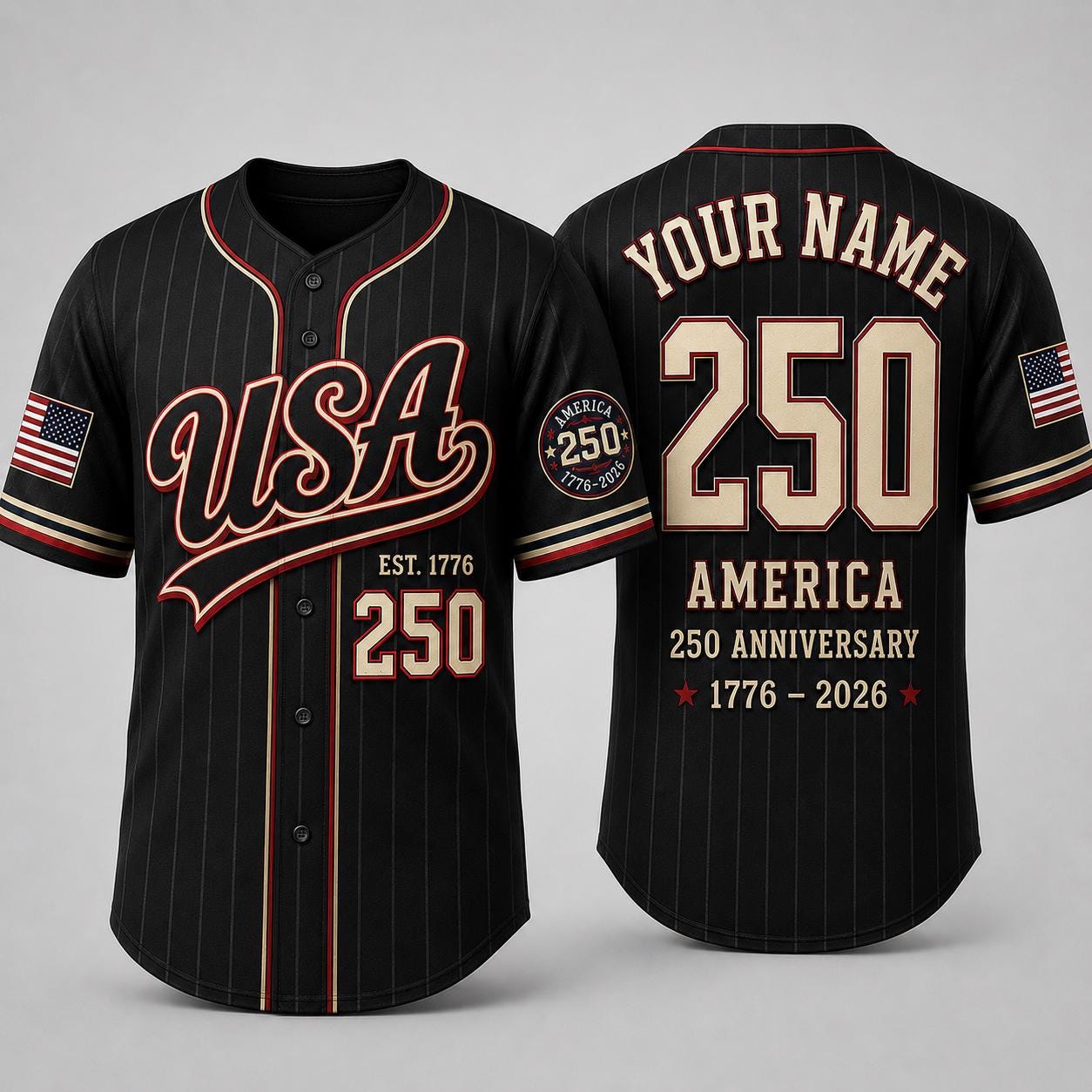 USA 250th Anniversary Baseball Jersey, Personalized USA 250 Shirt, America 1776-2026 Shirt, Patriotic Baseball Jersey, Independence Day Gift | SW27
