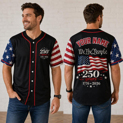 Custom USA 250th Anniversary Jersey, We The People Baseball Shirt, 1776-2026 Semiquincentennial Gift, Patriotic 4th of July Outfit | QC68