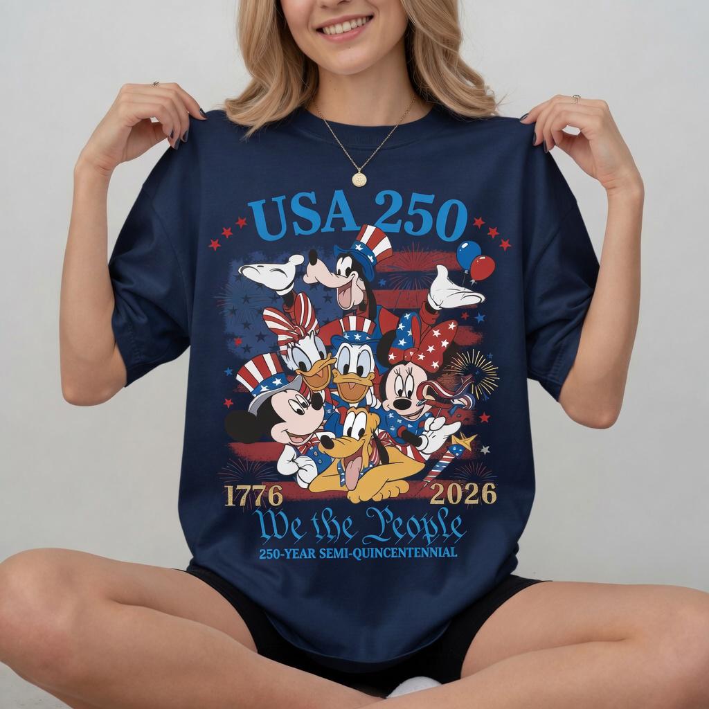 USA 250 Mickey Friends Shirt, Disney Comfort Colors Tee, We the People Patriotic 4th of July Shirt for Women Mom Gift | SB35
