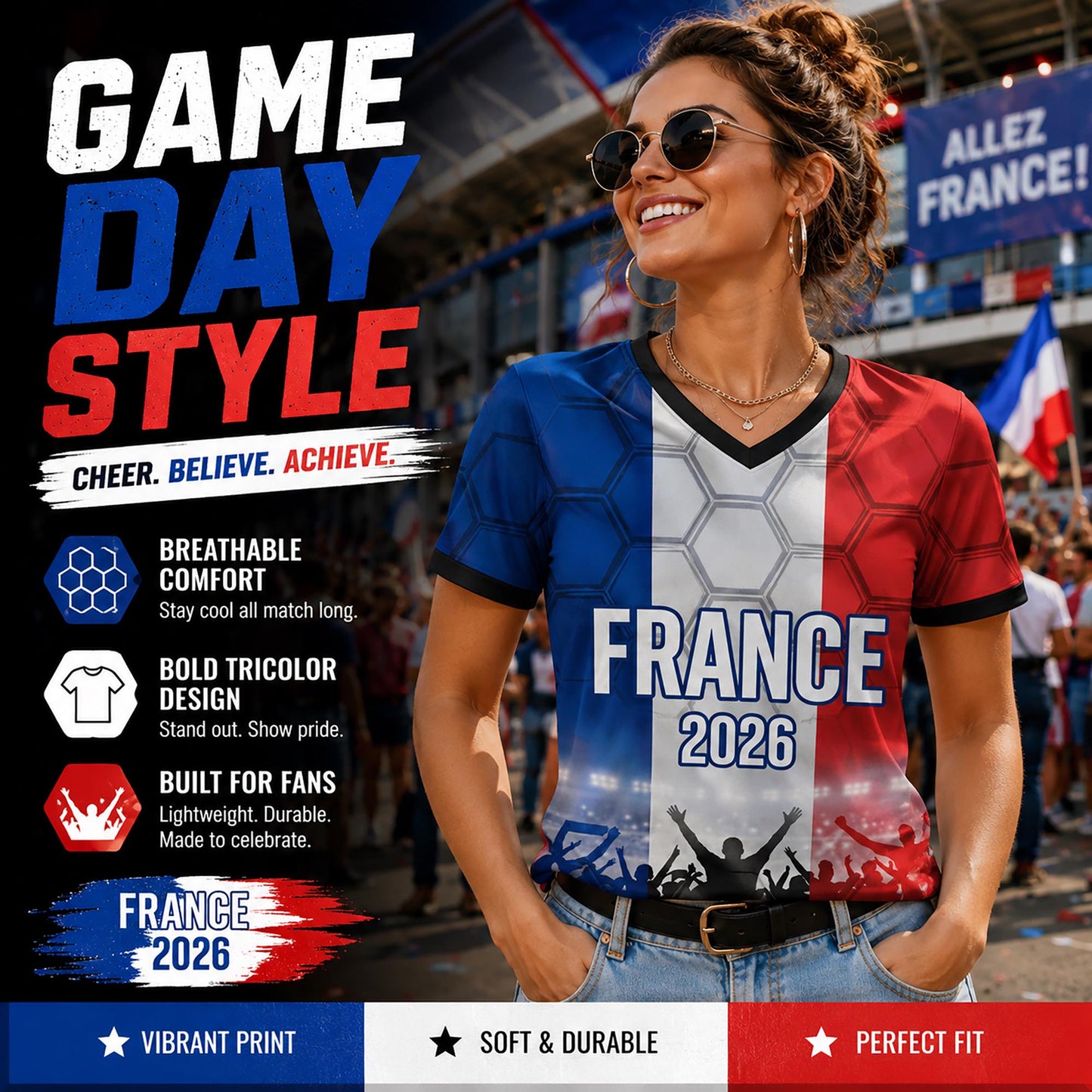 Custom France Soccer Jersey 2026 World Cup, Personalized Name Number Shirt for Men Women Kids, France Fan Apparel Gift | GM99
