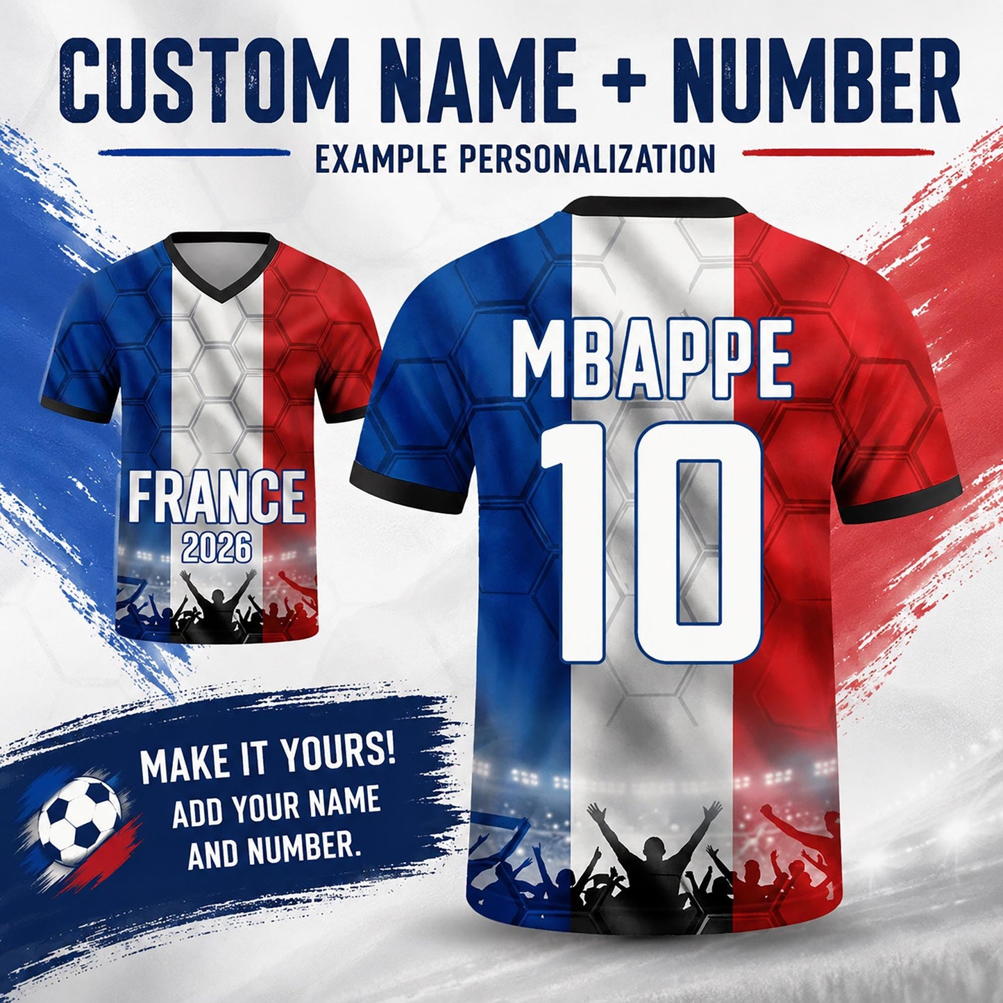 Custom France Soccer Jersey 2026 World Cup, Personalized Name Number Shirt for Men Women Kids, France Fan Apparel Gift | GM99