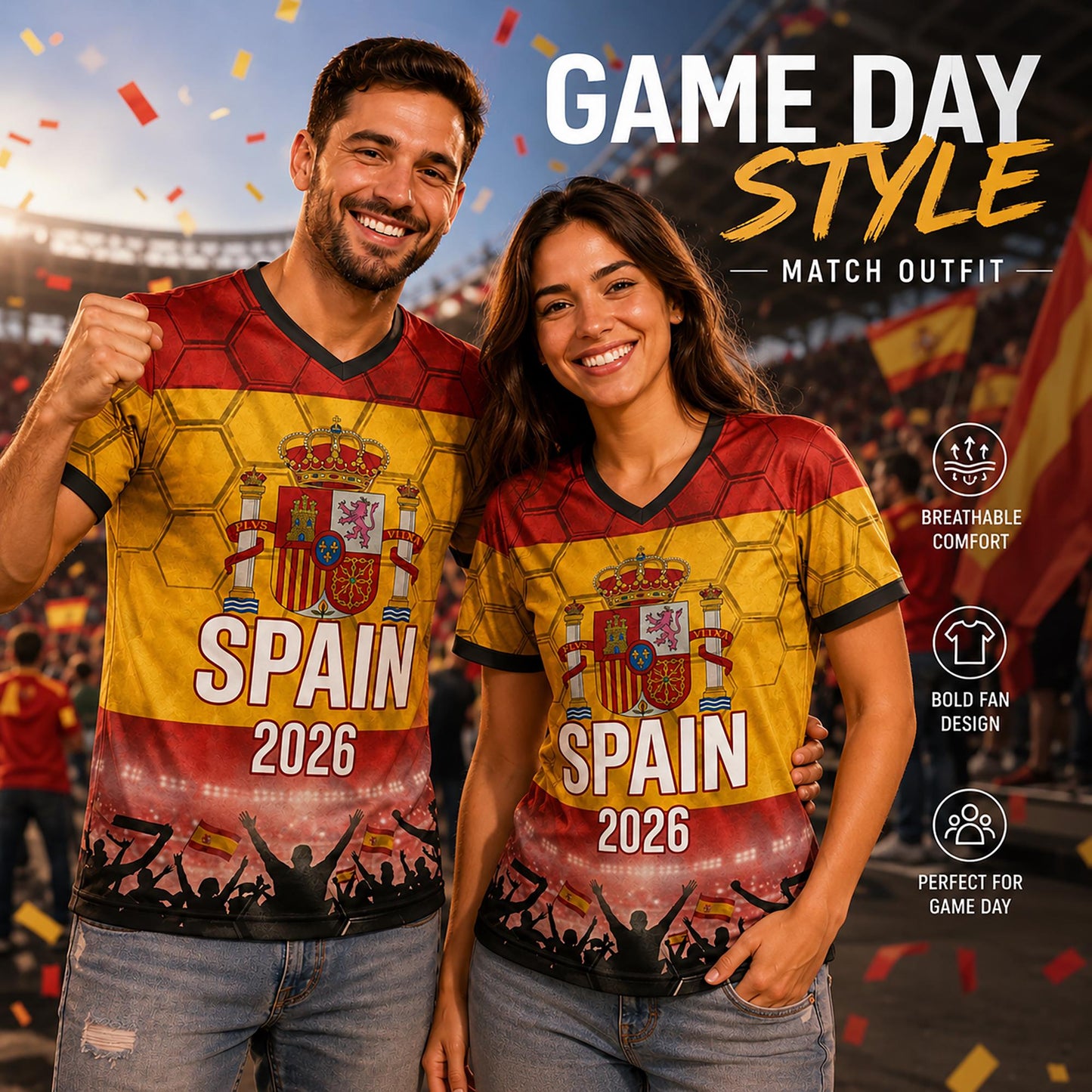 Custom Spain Soccer Jersey 2026 World Cup, Personalized Name Number Shirt for Men Women Kids, Spain Fan Apparel Gift | OP68