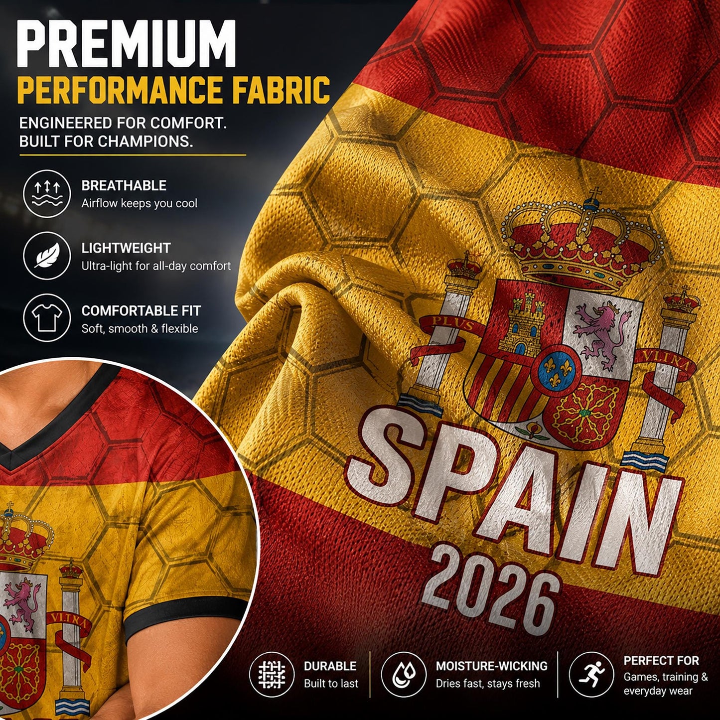 Custom Spain Soccer Jersey 2026 World Cup, Personalized Name Number Shirt for Men Women Kids, Spain Fan Apparel Gift | OP68