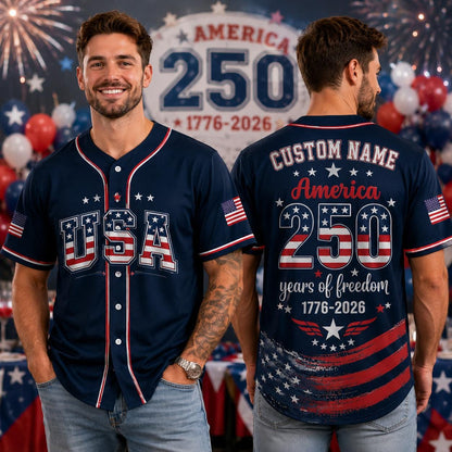 Custom Name America 250th Anniversary Jersey | 1776 2026 United States Semiquincentennial Shirt | Patriotic USA Fourth of July Jersey | UM78