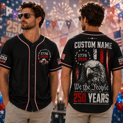 Custom 250th Anniversary Baseball Jersey, Semiquincentennial Shirt, Patriotic Eagle 1776 2026 Men Jersey, 4th of July United States Tee | LM65