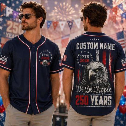 Custom 250th Anniversary Baseball Jersey, Semiquincentennial Shirt, Patriotic Eagle 1776 2026 Men Jersey, 4th of July United States Tee | LM65