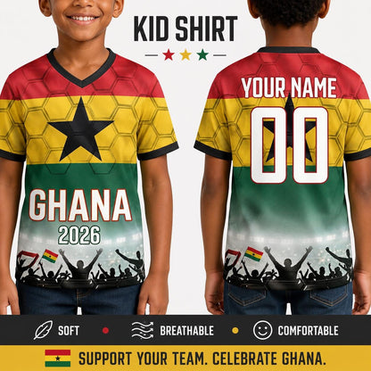 Custom Ghana Soccer Jersey 2026 World Cup, Personalized Name Number Shirt for Men Women Kids, Ghana Fan Apparel Gift | XH33