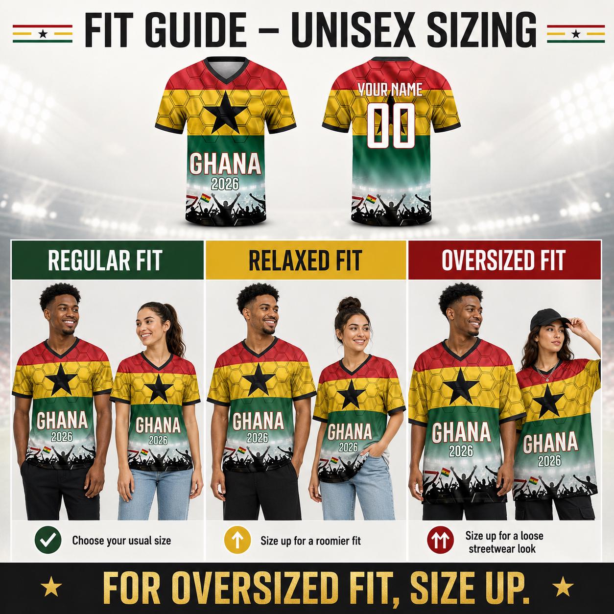 Custom Ghana Soccer Jersey 2026 World Cup, Personalized Name Number Shirt for Men Women Kids, Ghana Fan Apparel Gift | XH33