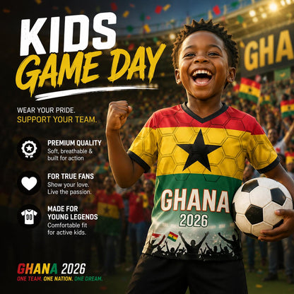 Custom Ghana Soccer Jersey 2026 World Cup, Personalized Name Number Shirt for Men Women Kids, Ghana Fan Apparel Gift | XH33