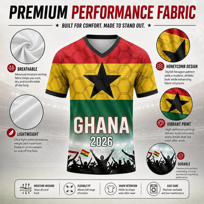 Custom Ghana Soccer Jersey 2026 World Cup, Personalized Name Number Shirt for Men Women Kids, Ghana Fan Apparel Gift | XH33