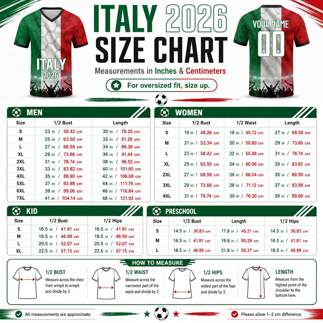 Custom Italy Soccer Jersey 2026 World Cup, Personalized Name Number Shirt for Men Women Kids, Italy Fan Apparel Gift | SK86