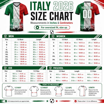 Custom Italy Soccer Jersey 2026 World Cup, Personalized Name Number Shirt for Men Women Kids, Italy Fan Apparel Gift | SK86