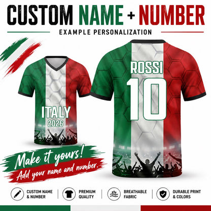 Custom Italy Soccer Jersey 2026 World Cup, Personalized Name Number Shirt for Men Women Kids, Italy Fan Apparel Gift | SK86
