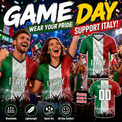 Custom Italy Soccer Jersey 2026 World Cup, Personalized Name Number Shirt for Men Women Kids, Italy Fan Apparel Gift | SK86