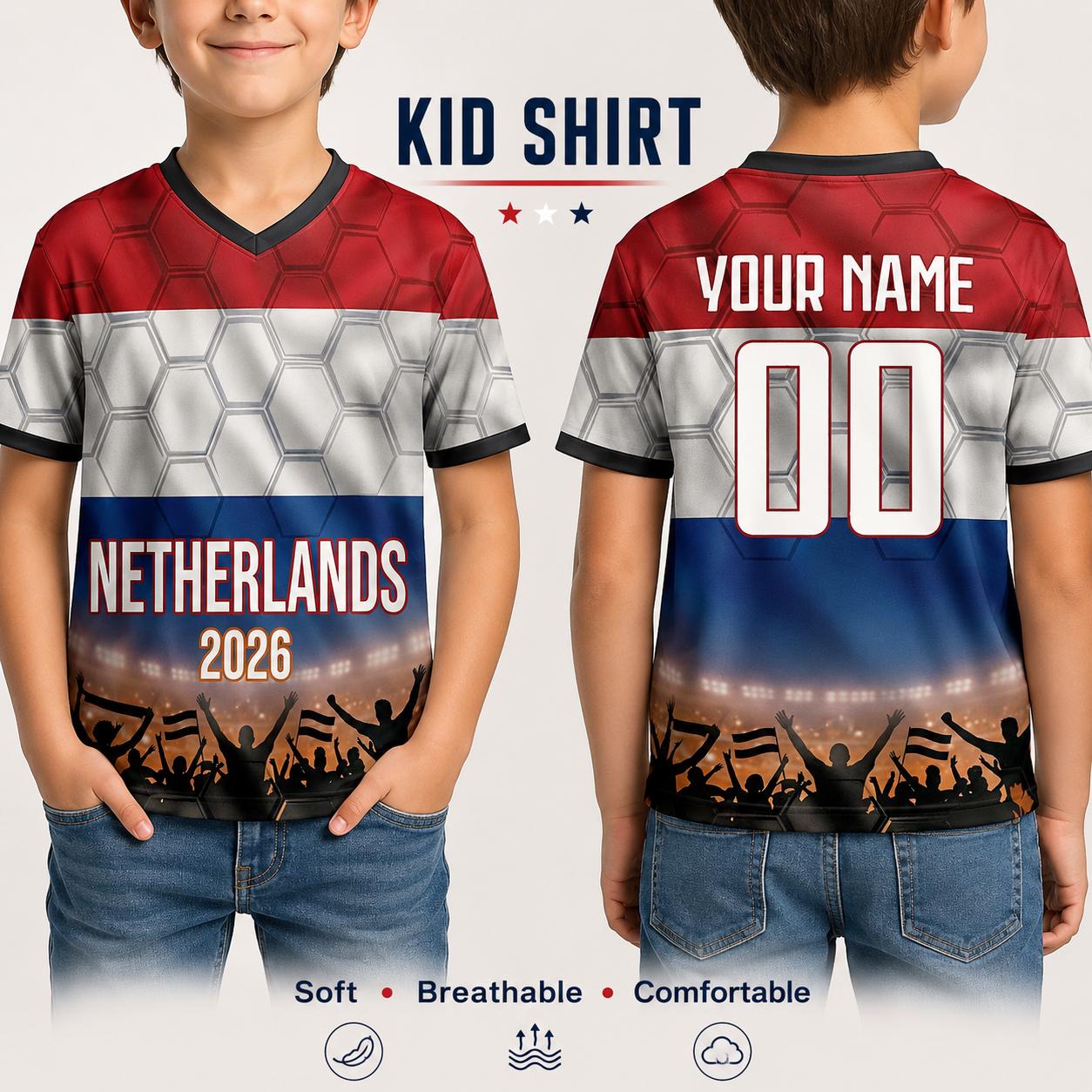 Custom Netherlands Soccer Jersey 2026 World Cup, Personalized Name Number Shirt for Men Women Kids, Netherlands Fan Apparel Gift | XN88