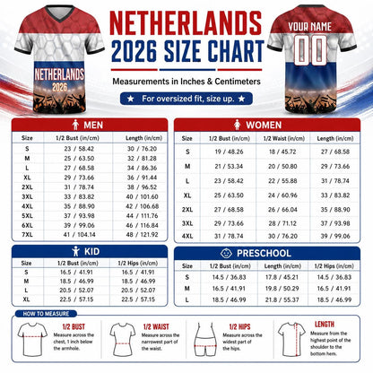 Custom Netherlands Soccer Jersey 2026 World Cup, Personalized Name Number Shirt for Men Women Kids, Netherlands Fan Apparel Gift | XN88
