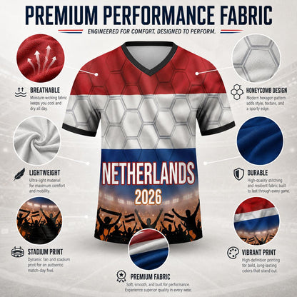 Custom Netherlands Soccer Jersey 2026 World Cup, Personalized Name Number Shirt for Men Women Kids, Netherlands Fan Apparel Gift | XN88