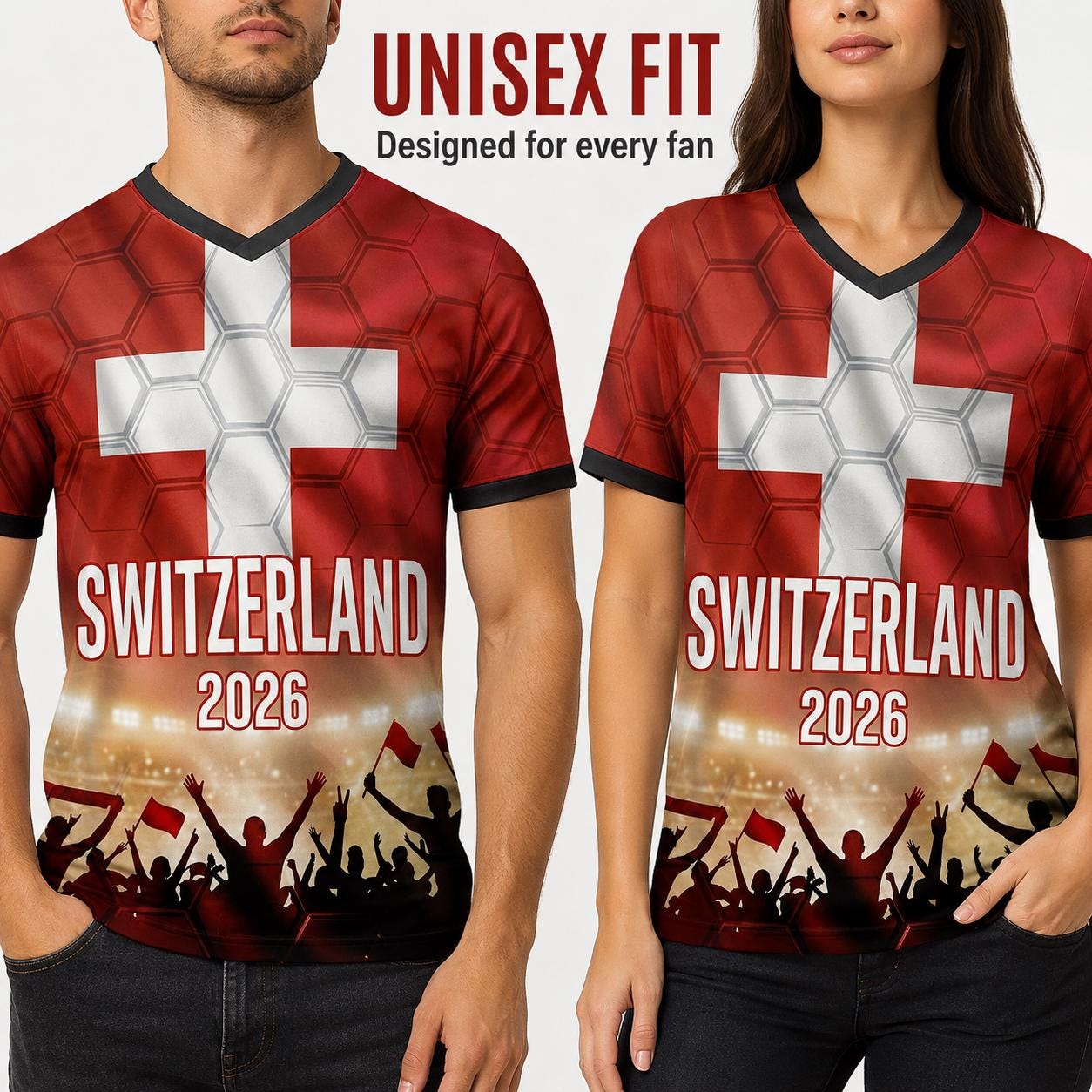 Custom Switzerland Soccer Jersey 2026 World Cup, Personalized Name Number Shirt for Men Women Kids, Switzerland Fan Apparel Gift | AZ96