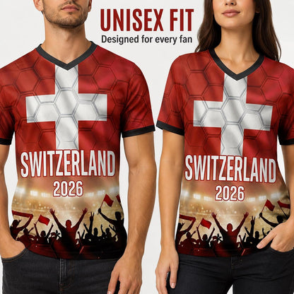 Custom Switzerland Soccer Jersey 2026 World Cup, Personalized Name Number Shirt for Men Women Kids, Switzerland Fan Apparel Gift | AZ96