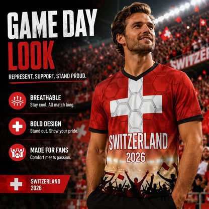 Custom Switzerland Soccer Jersey 2026 World Cup, Personalized Name Number Shirt for Men Women Kids, Switzerland Fan Apparel Gift | AZ96