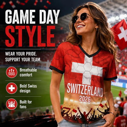Custom Switzerland Soccer Jersey 2026 World Cup, Personalized Name Number Shirt for Men Women Kids, Switzerland Fan Apparel Gift | AZ96