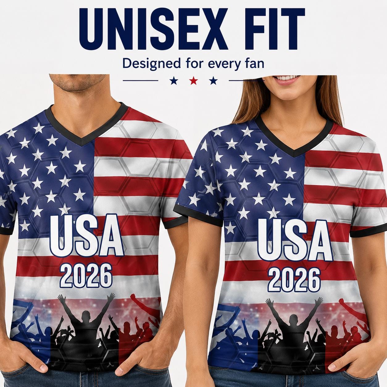 Custom USA Soccer Jersey 2026 World Cup, Personalized Name Number Shirt for Men Women Kids, USA Fan Apparel Gift | LR95