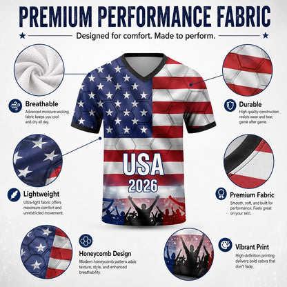 Custom USA Soccer Jersey 2026 World Cup, Personalized Name Number Shirt for Men Women Kids, USA Fan Apparel Gift | LR95