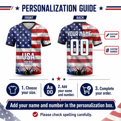 Custom USA Soccer Jersey 2026 World Cup, Personalized Name Number Shirt for Men Women Kids, USA Fan Apparel Gift | LR95