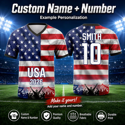 Custom USA Soccer Jersey 2026 World Cup, Personalized Name Number Shirt for Men Women Kids, USA Fan Apparel Gift | LR95