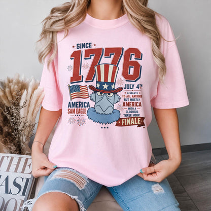 Comfort Colors Sam Eagle Shirt, Disney Muppets 1776 July 4th Tee, A Salute To All Nations America T-Shirt for Women Mom Gift Outfit | XQ33