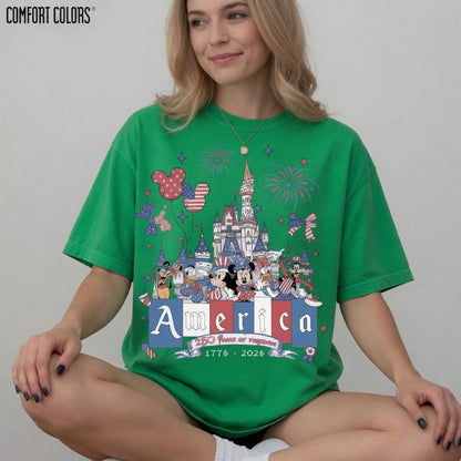 America 250 Mickey Friends Shirt, Disney Castle Comfort Colors Tee, Patriotic 4th of July Shirt, Park Day Gift for Mom | SV99