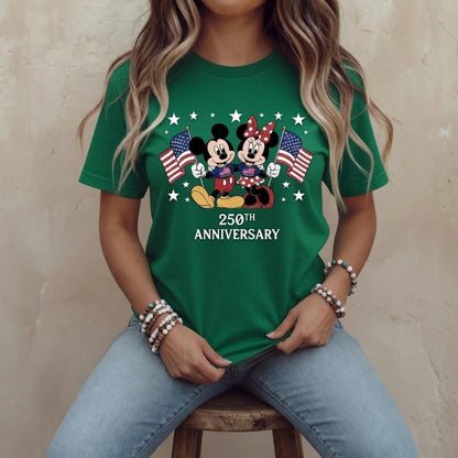 Mickey Minnie 250th Anniversary Shirt, Disney Comfort Colors Tee, Patriotic 4th of July Shirt, American Flag Gift for Mom | QR22