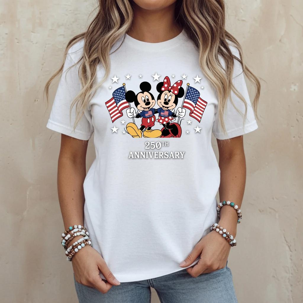 Mickey Minnie 250th Anniversary Shirt, Disney Comfort Colors Tee, Patriotic 4th of July Shirt, American Flag Gift for Mom | QR22